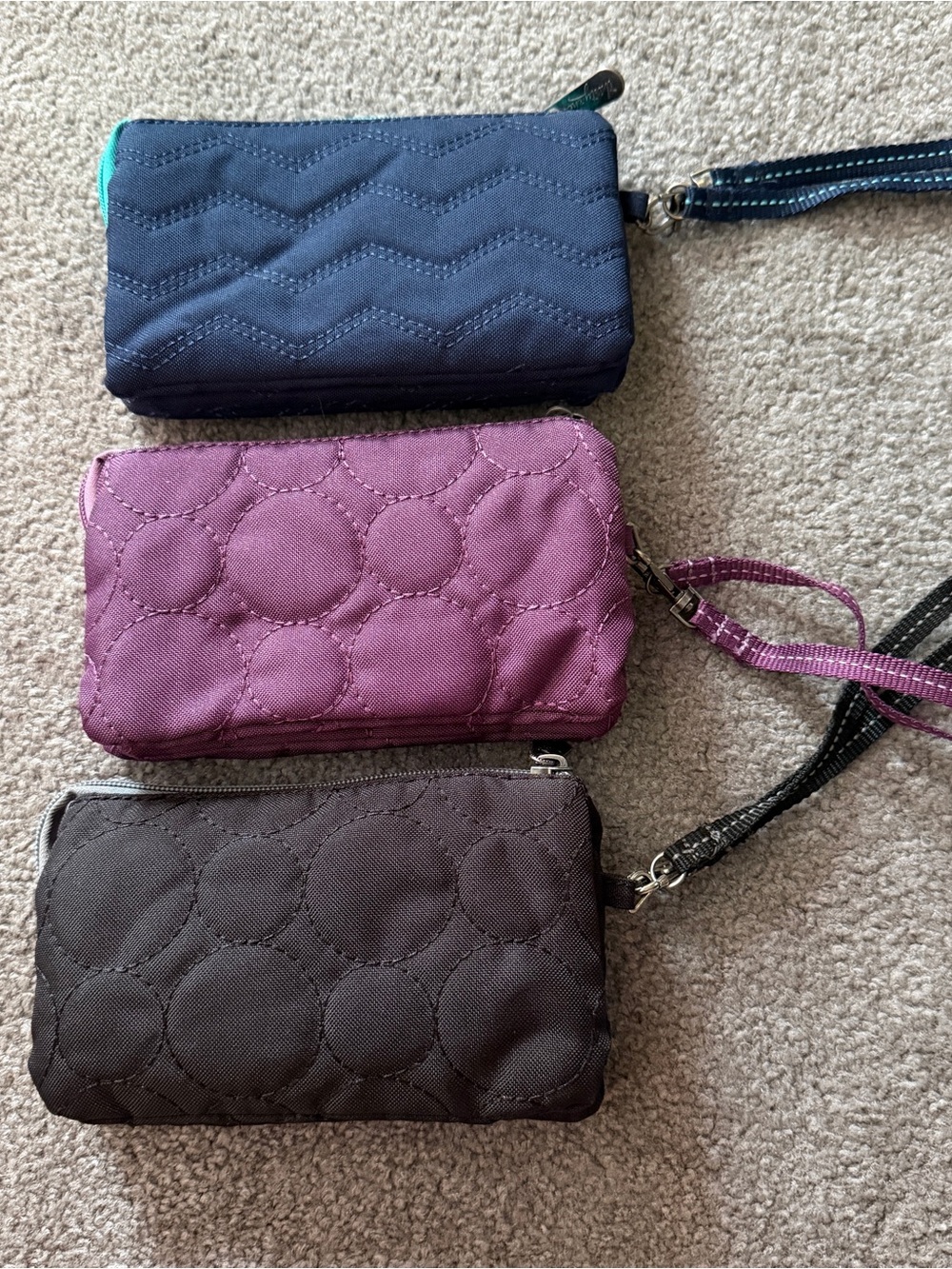 31 Quilted Wristlet Wallet - set of 3 Navy, Plum & Black Vary by You